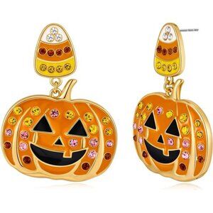 WOWORAMA Candy Corn Pumpkin Earrings | Fun Halloween Dangle Jewelry